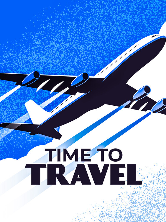 Poster Time To Travel Airplane