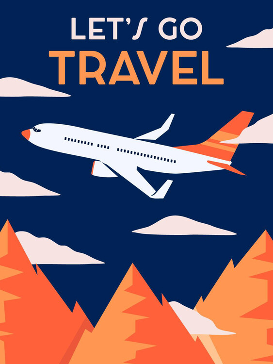 Poster Lets Go Travel Vintage