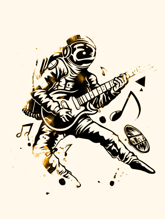Poster Astronaut playing Guitar
