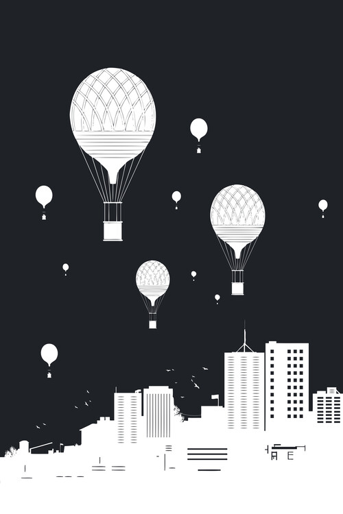 Poster Balloons and the city