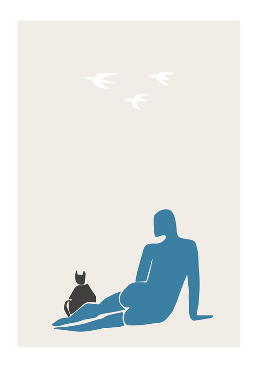 Poster Woman and Cat