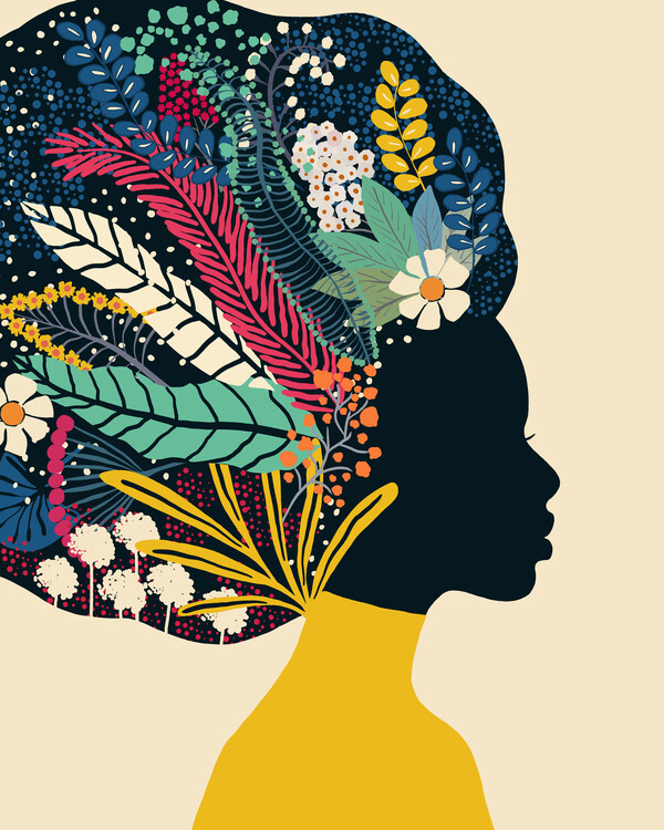 Poster Afro Woman with floral hair