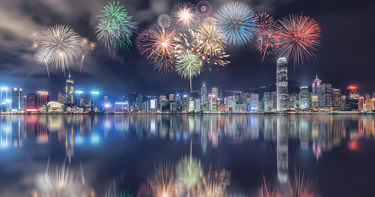 Poster Fireworks In Hong Kong