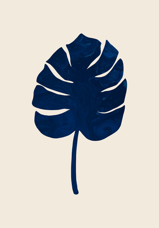 Levně Plakát, Obraz - Monstera Marble Blue, Studio Collection, 26.7 × 40 cm