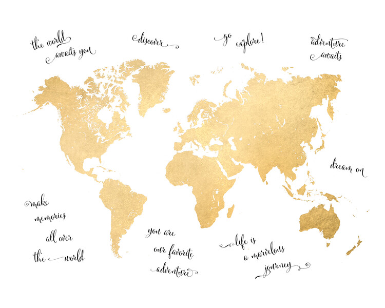 Plakat Inspirational quotes gold world map