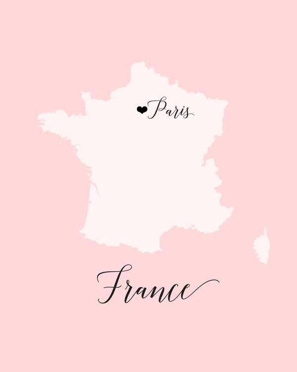Poster France silhouette map in pink