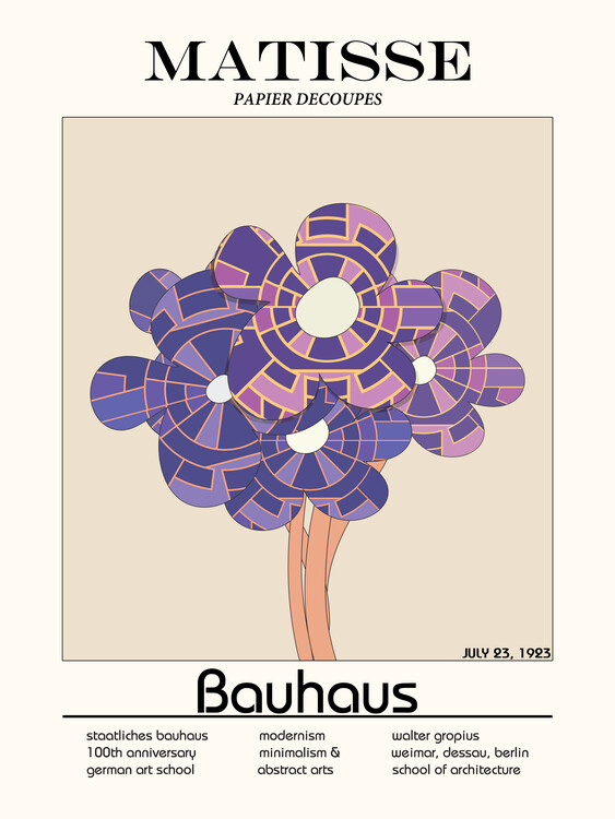 Poster Geometric abstract flower with Matisse and Bauhaus papier decoupes