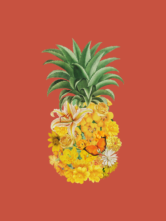 Canvas Print Floral Pineapple