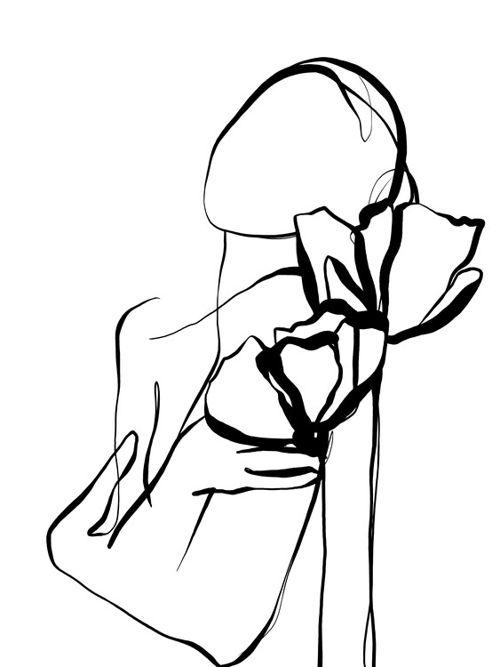 Poster Woman silhouette with poppies