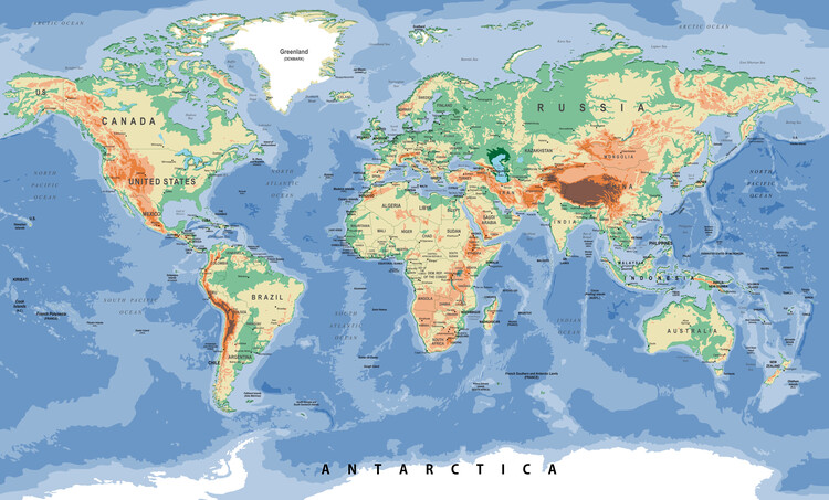 Poster Colorful Political Map Of The World