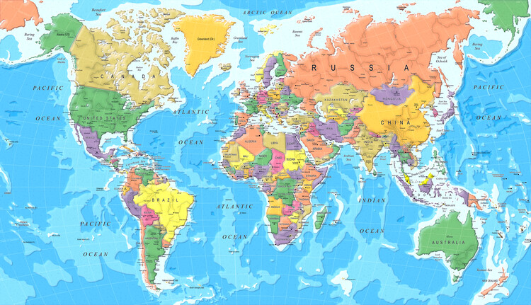Poster Colorful World Map – Paper Cut Style