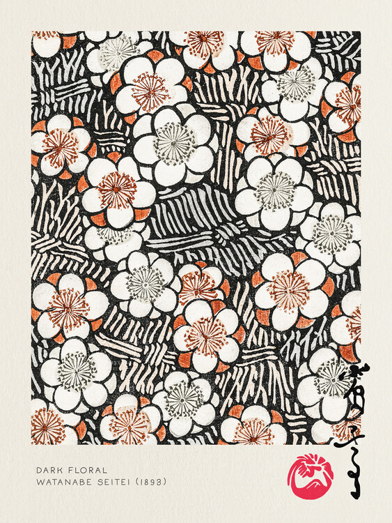 Wall Mural Dark Floral - Watanabe Seitei