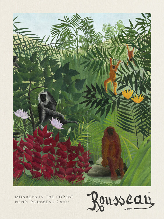 Obraz na płótnie Monkeys in the Forest - Henri Rousseau