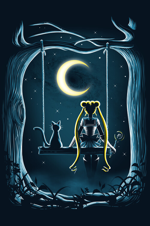 Canvas Print Guardian under the moon