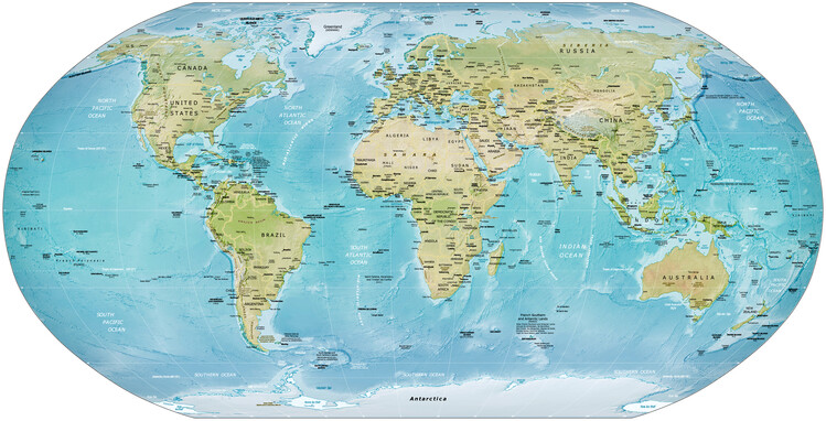 Canvas Print Physical World Map