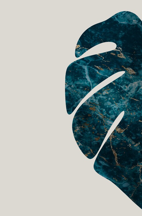 Poster Turquoise marble monstera
