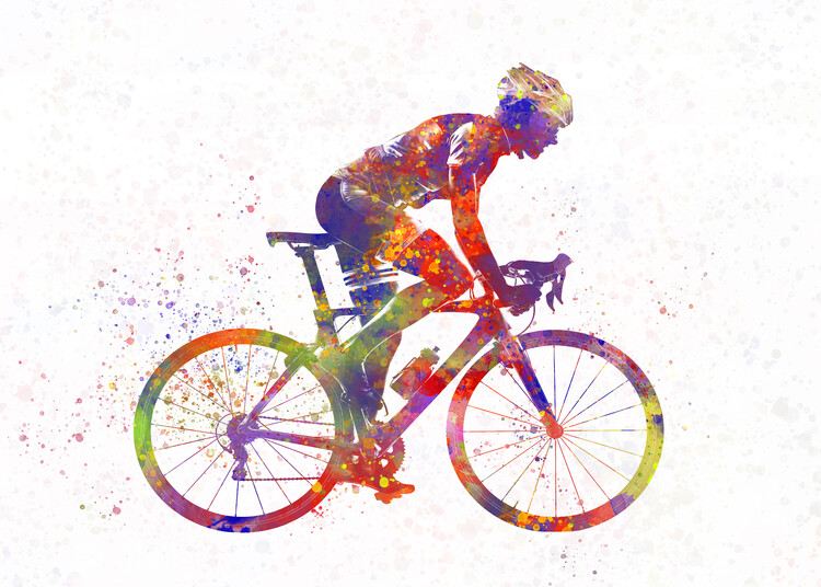 Poster Watercolor cycling racer