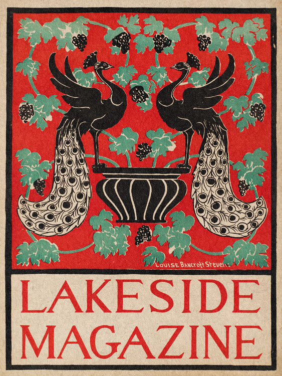 Obraz na płótnie Lakeside Magazine (Black & Red Peacocks)