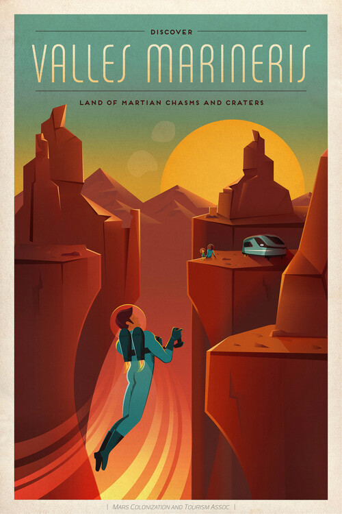 Vászonkép Valles Mariners Space X (Retro Intergalactic Travel on Mars)