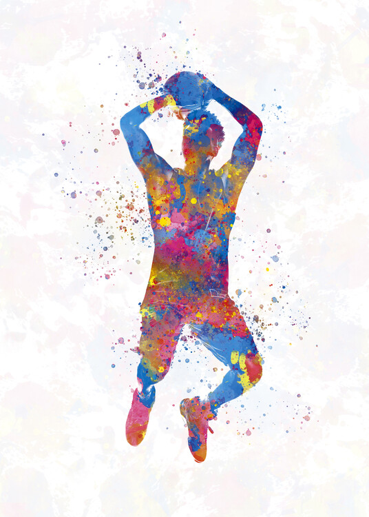 Canvas Print Basketball player in watercolor
