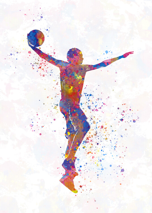 Poster Basketball player in watercolor