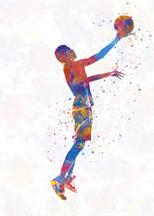 Canvas Print Basketball player in watercolor