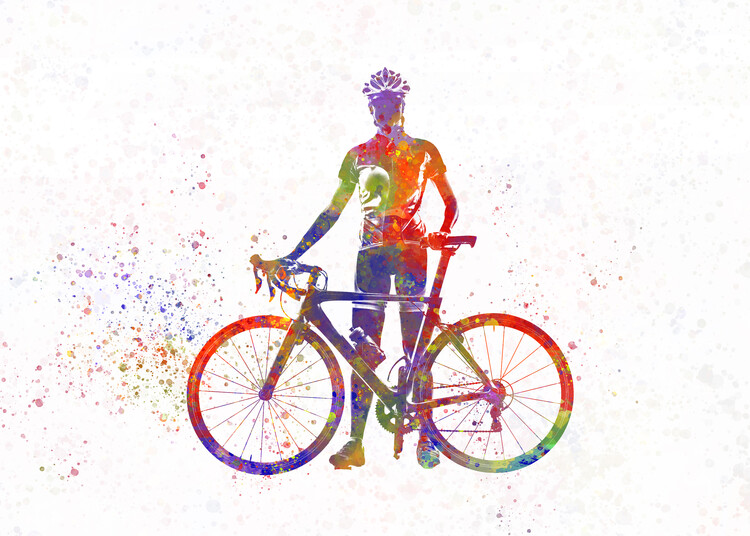 Poster cyclist in watercolor