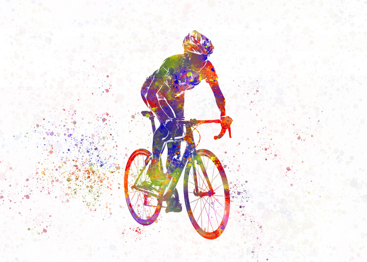Canvas Print cyclist in watercolor