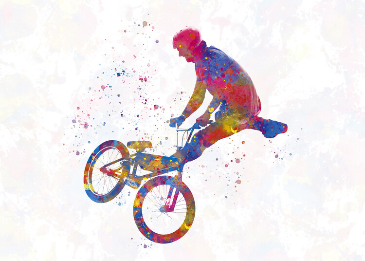 Poster Watercolor bmx biker