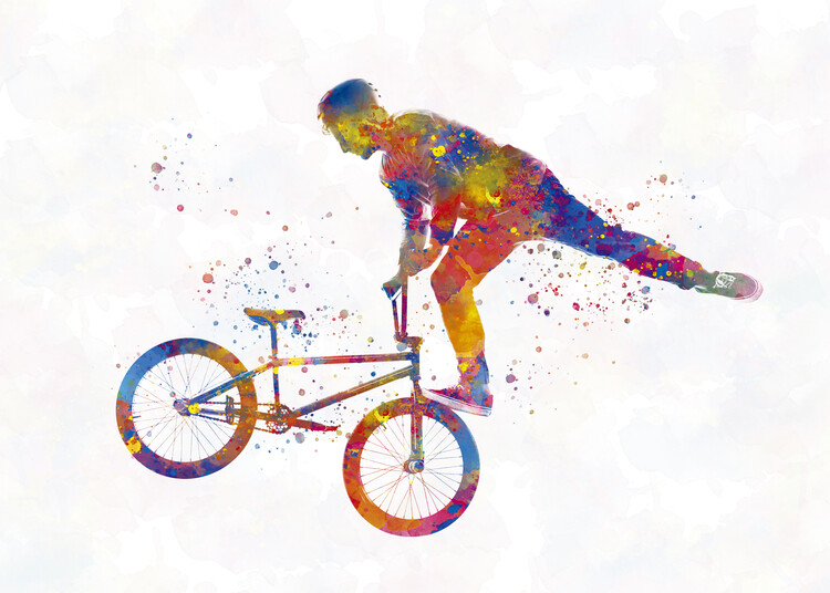 Canvas Print Watercolor bmx biker