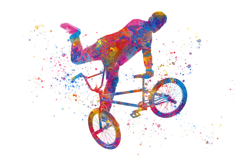 Poster Watercolor bmx biker