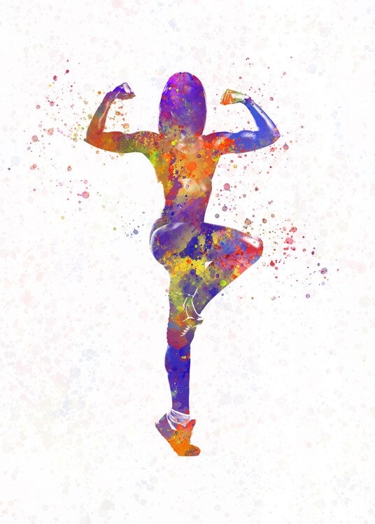Poster female fitness-bodybuilding in watercolor