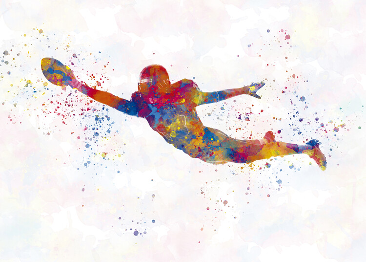 Quadro su tela American football player in watercolor