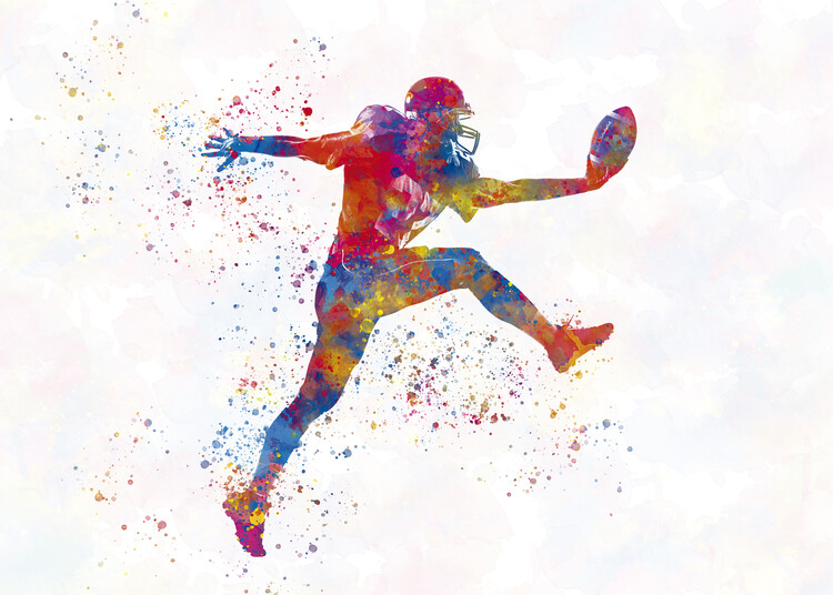 Juliste American football player in watercolor