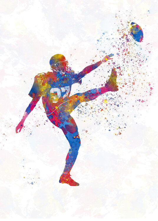 Juliste American football player in watercolor