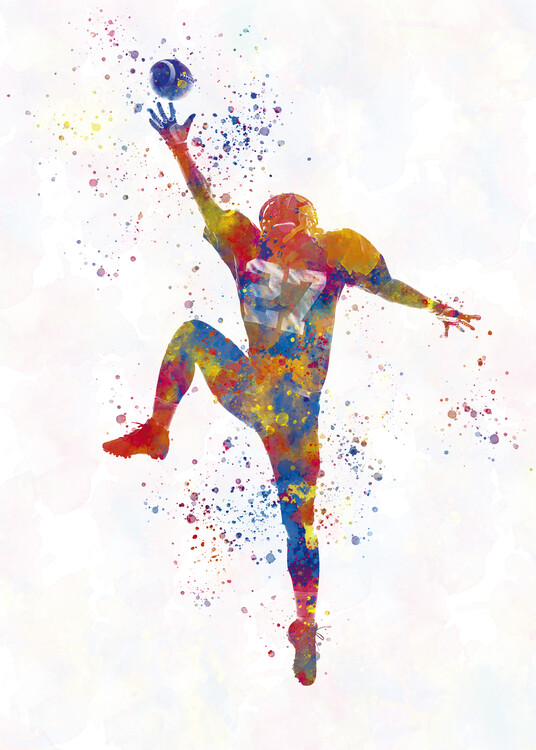Плакат American football player in watercolor