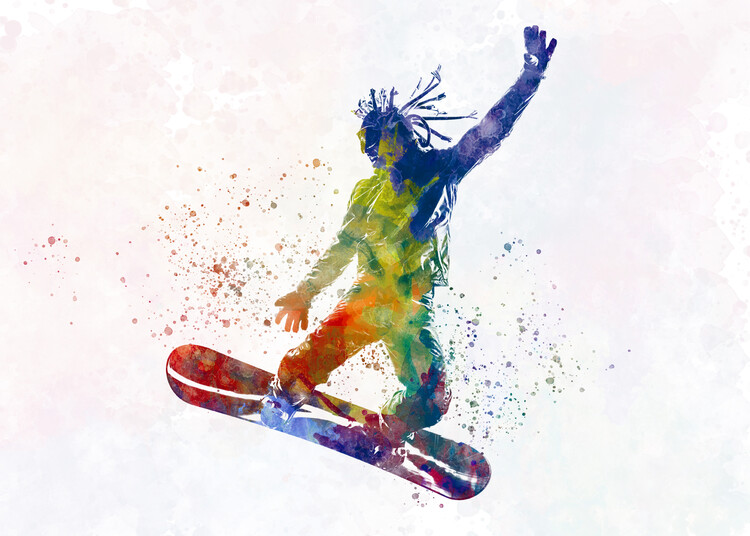 Canvas Print Snowboard in watercolor
