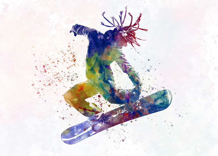 Poster Snowboard in watercolor