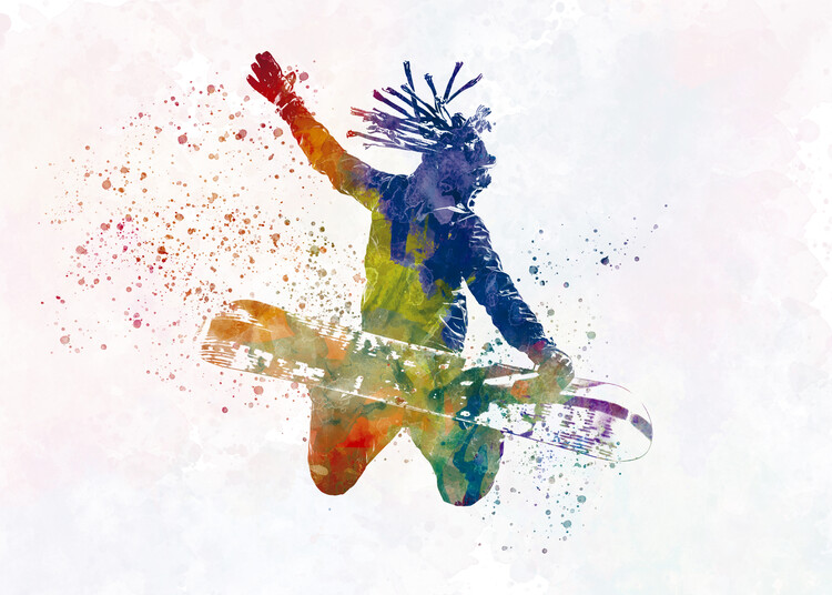 Canvas Print Snowboard in watercolor