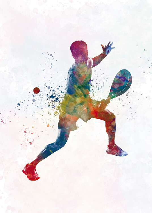Poster Watercolor paddle tennis player