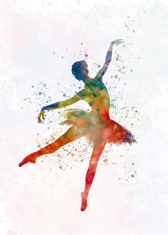 Poster Classical ballet dancer in watercolor