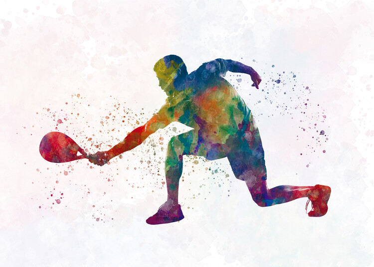 Canvas Print Watercolor paddle tennis player