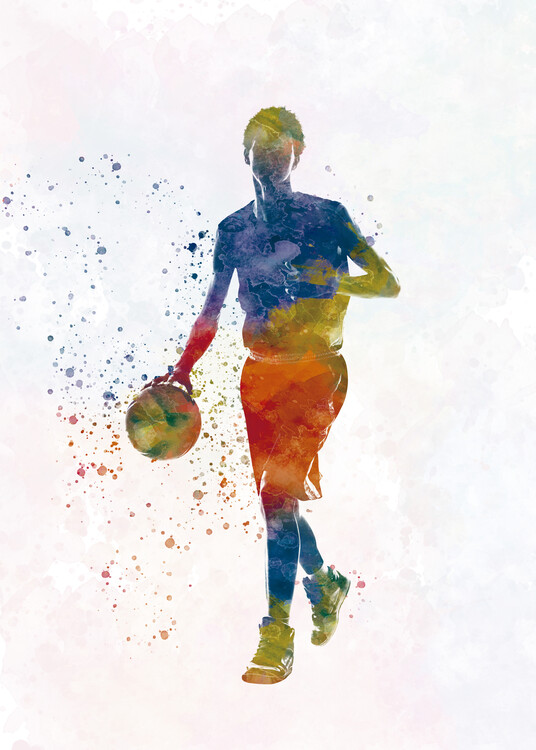 Poster Basketball player in watercolor