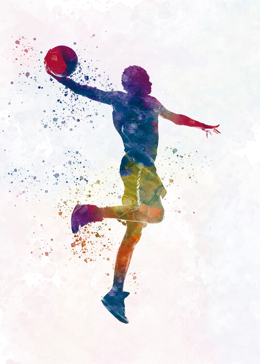 Canvas Print Basketball player in watercolor