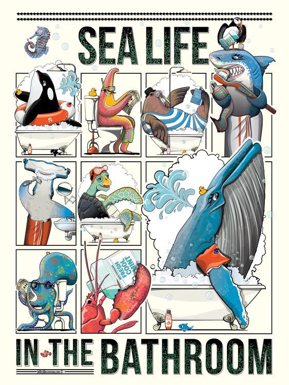 Poster Sea Life in the Bathroom