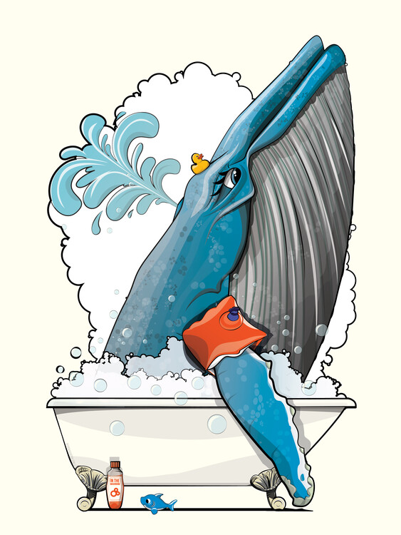 Canvas Print Blue Whale in the Bath