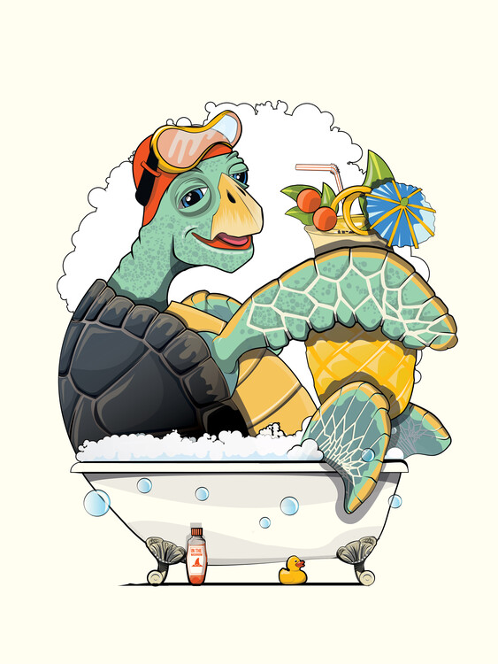 Canvas Print Turtle in the Bathtub