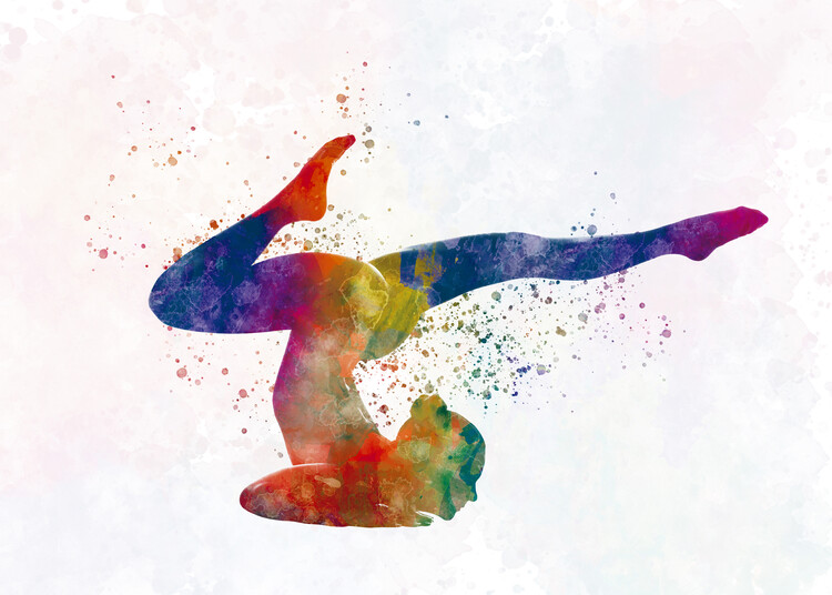 Canvas Print Young woman practices yoga in watercolor