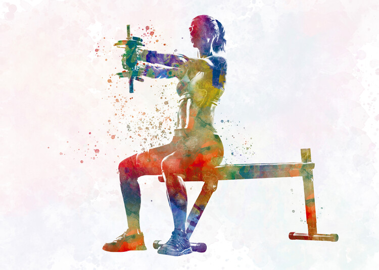 Poster Fitness in watercolor