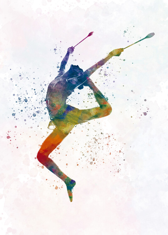 Poster Rhythmic gymnastics in watercolor